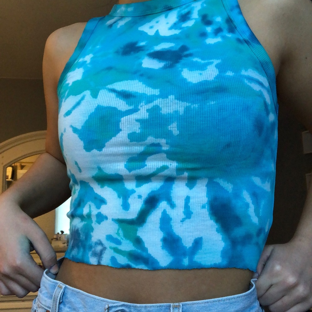 TIE DYE blue cropped tank top
